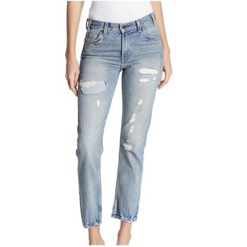 Levi Women 505C Cropped High Rise Medium Blue Wash Jeans Size 26